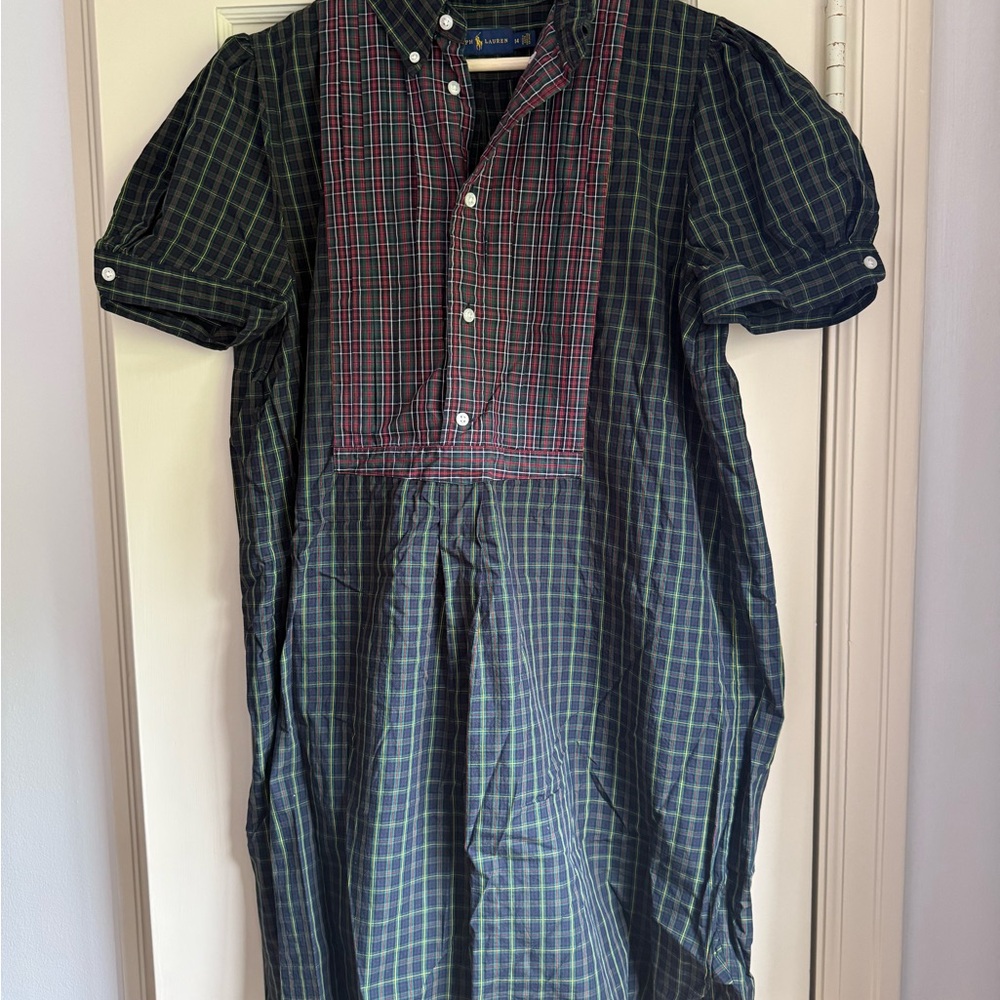 Ralph Lauren Dark Green and Red Contrasting Plaid Dress